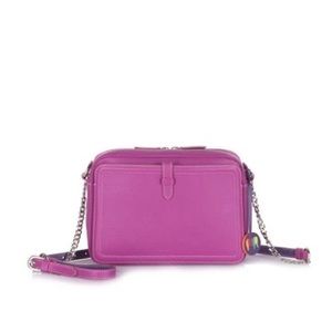 Pink leather crossbody bag